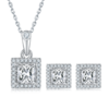 Light luxury square S925 silver plated platinum Moissanite diamond pendant earring set 3